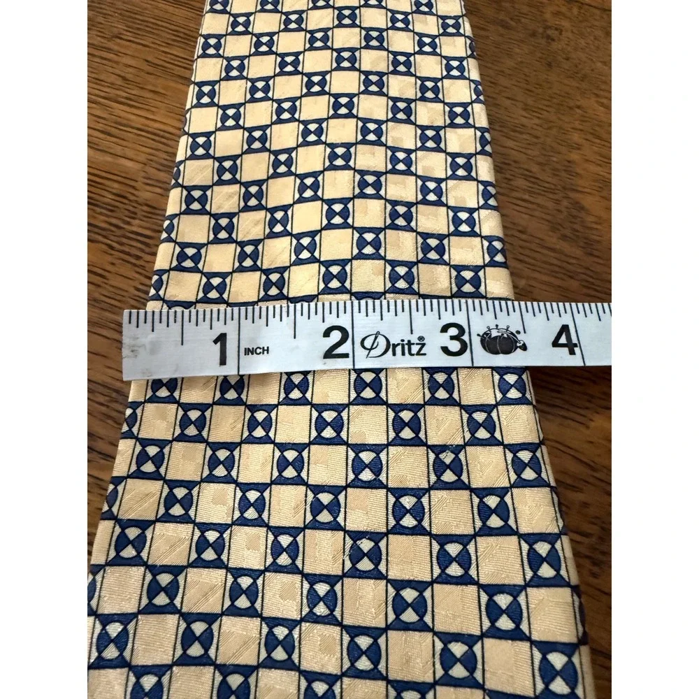 Robert Talbott Best of Class Nordstrom‎ Silk Tie Blue Cream Geometric Hand Sewn
